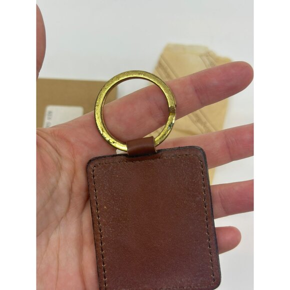 Longaberger Brown Leather Keychain With Gold-Tone Ring In Original Box - Picture 8 of 8